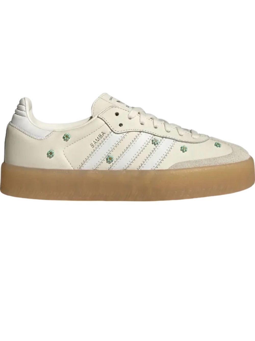 adidas Samba W Cream Sneakers with Mint Floral Details